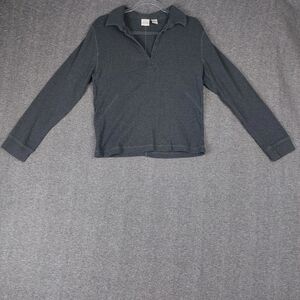 FALLS CREEK WOMENS GRAY LONG SLEEVE 100% COTTON BASIC POLO SHIRT SIZE XL
